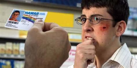 Nerdy character in the movie Superbad with a fake id.